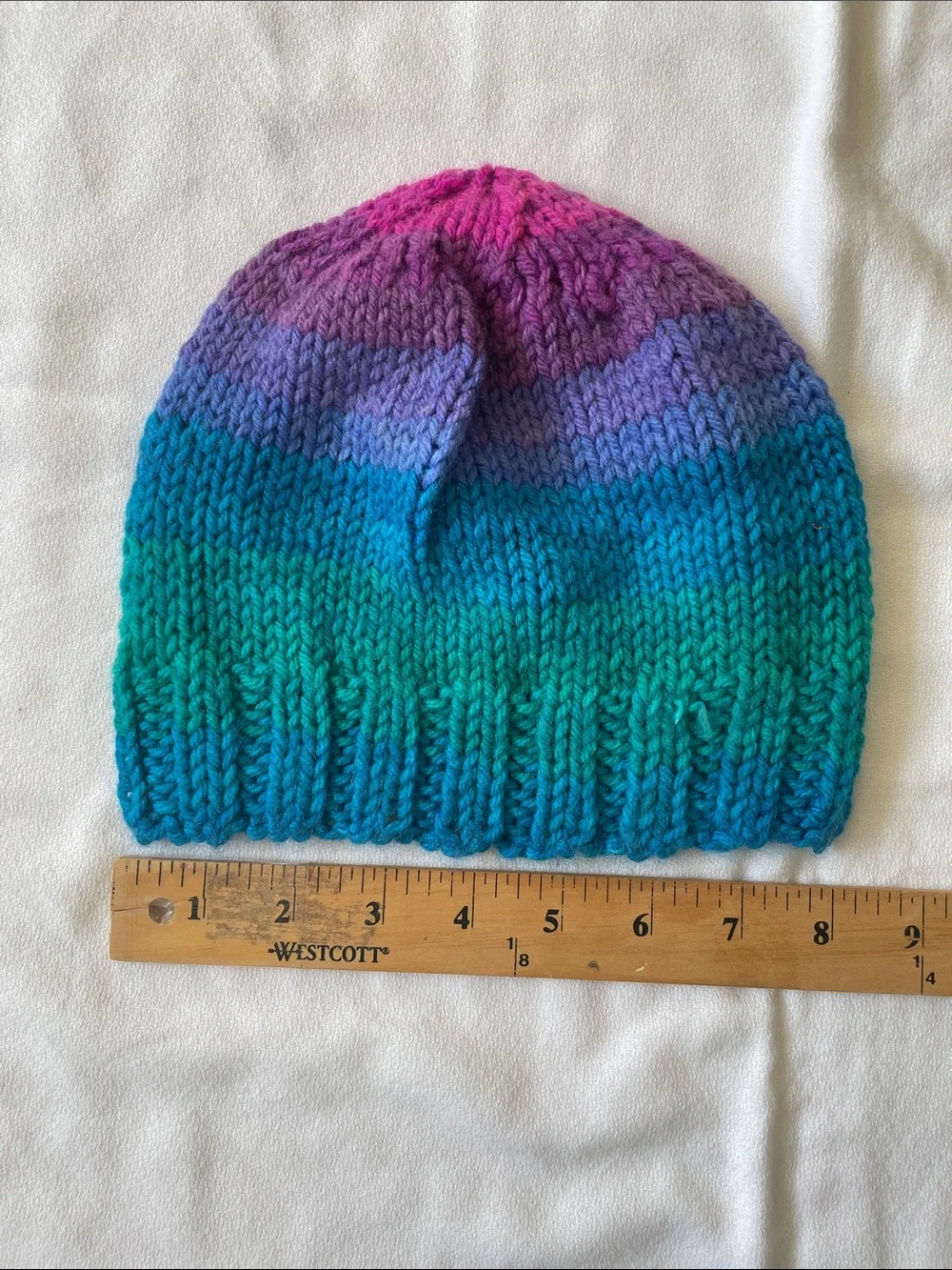HANDMADE WOOL Hats Hand Knit Kids Rainbow Beanie Touk Winter Ski Fall